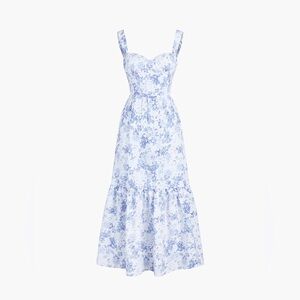Commense Forget Me Not Floral Pockets Zippered Long Dress